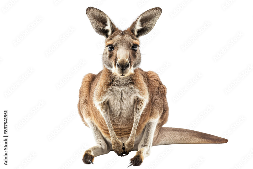 Red Kangaroo Sitting Isolated on Black Background Red Kangaroo Sitting Isolated on Black Background
