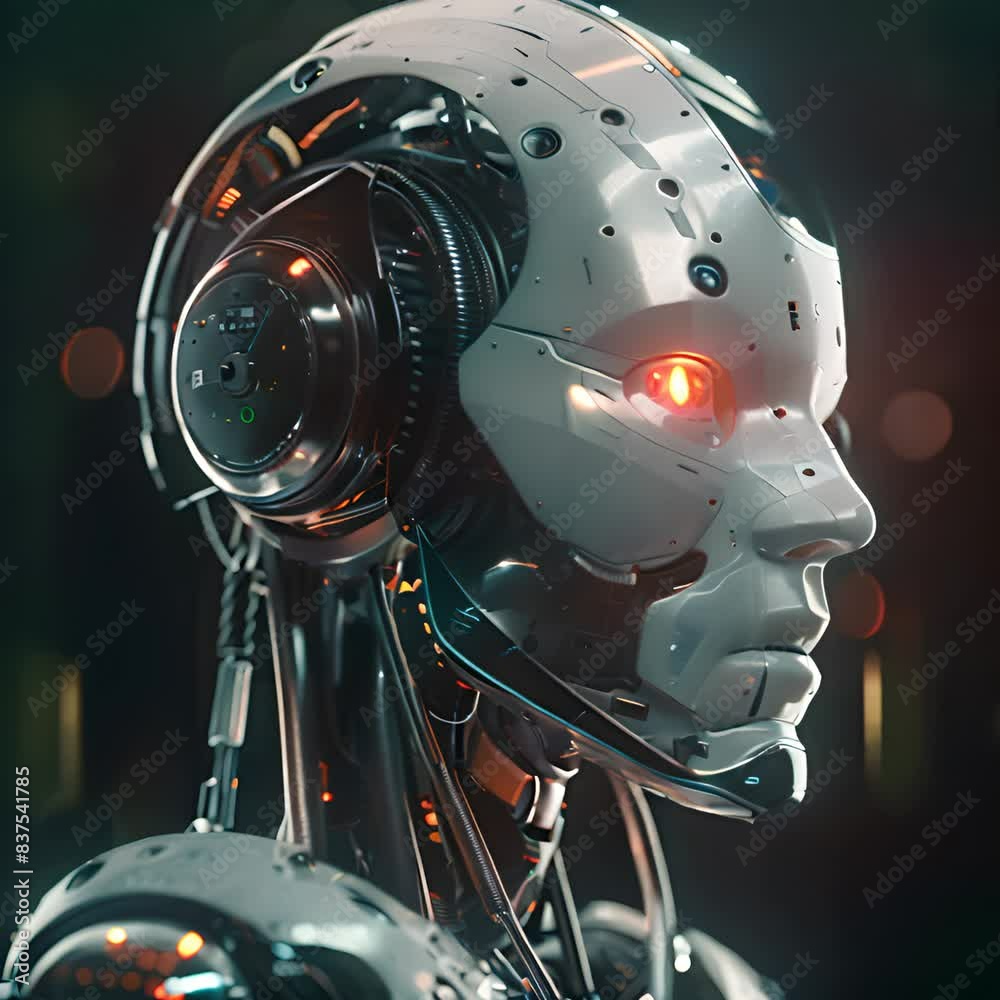 Futuristic Robotic Head with Advanced Technology Features Futuristic Robotic Head with Advanced Technology Features