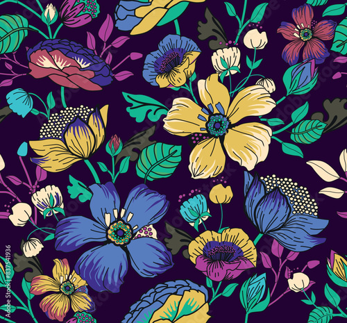 Seamless floral pattern for fabric, wallpaper, background