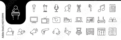 announcer line icons set design vector