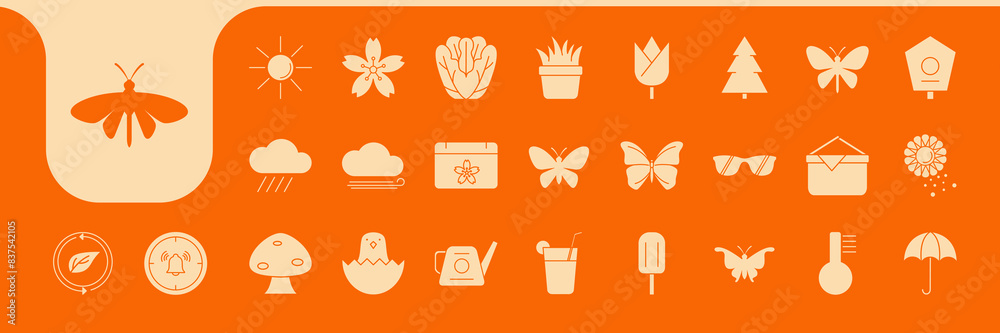 spring season flat icons set design vector