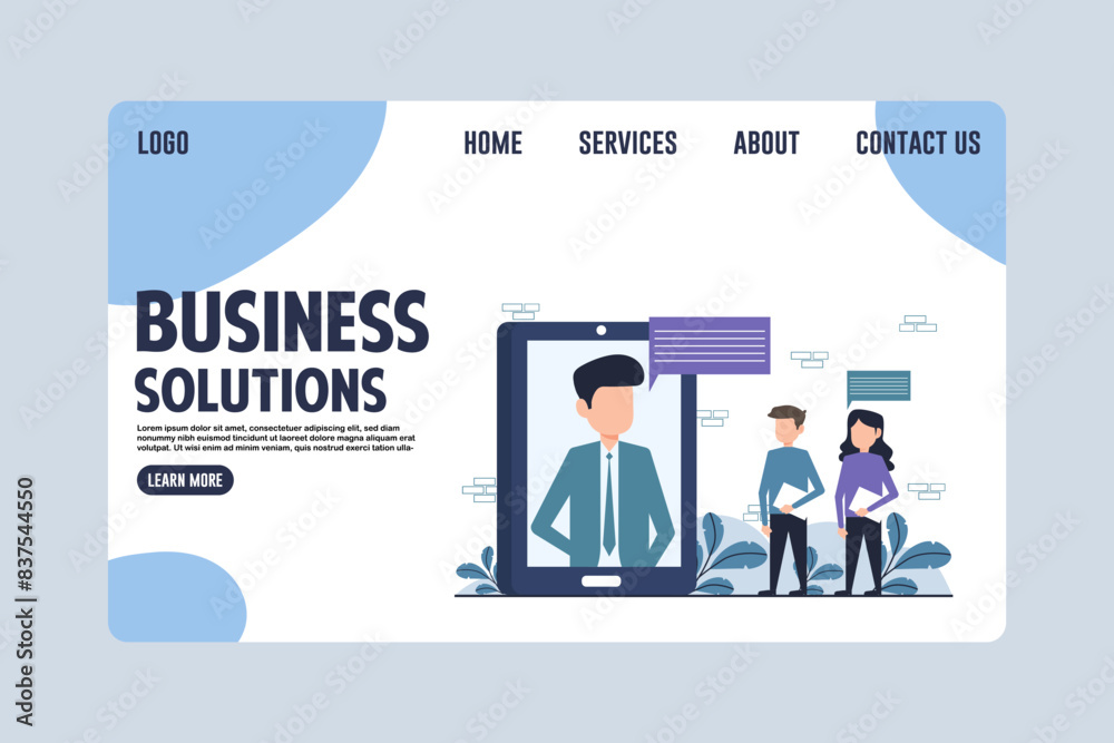 Modern Business Solutions Landing Page Design Illustration Modern Business Solutions Landing Page Design Illustration