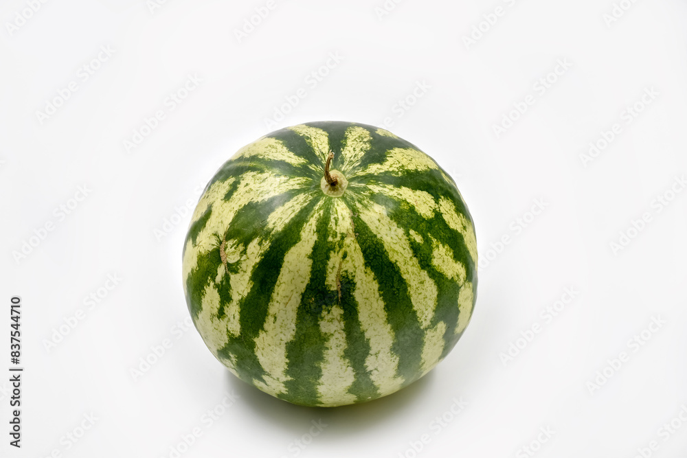 Green ripe watermelon on a white background Green ripe watermelon on a white background