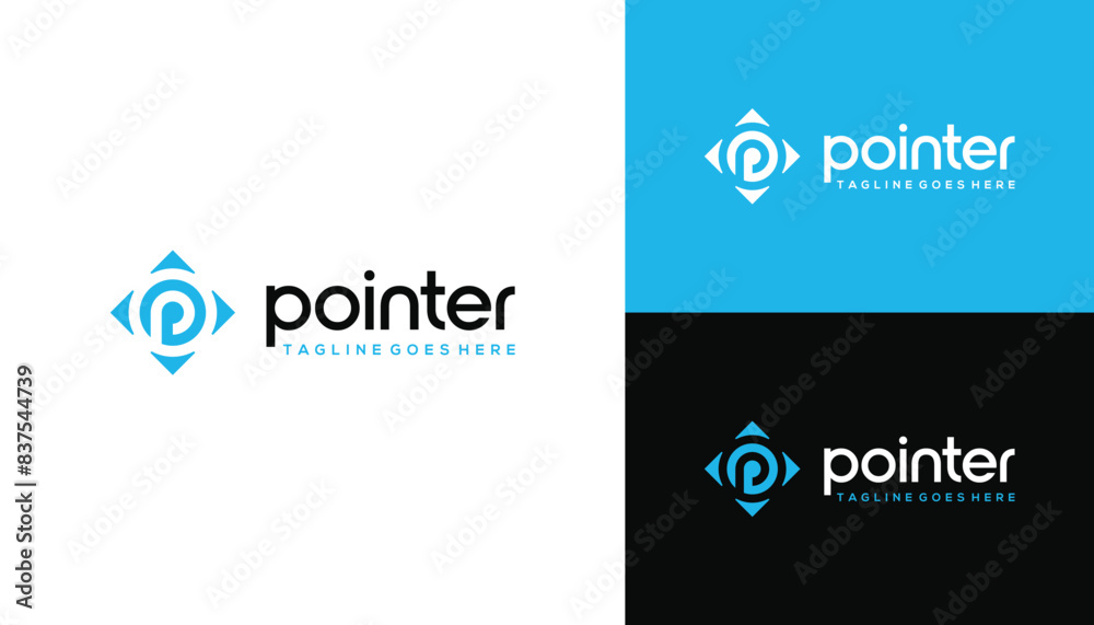 Circular Initial Letter P Corner Square with Compass Direction Arrow Pointer Logo Design Circular Initial Letter P Corner Square with Compass Direction Arrow Pointer Logo Design