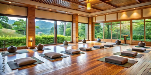 Serene setting for a guided meditation session led by an experienced instructor photo
