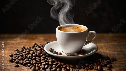 Steaming cup of artisan coffee