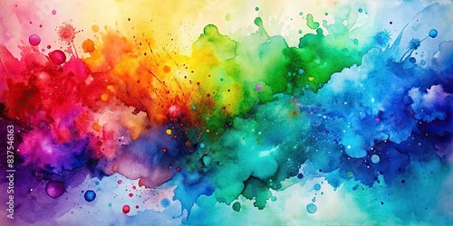 Watercolor stains on a background in blue, green, red, and purple hues