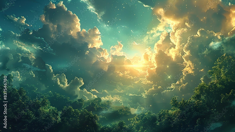 Naklejka premium Beautiful and Dramatic Cloud Landscape for Atmospheric Designs