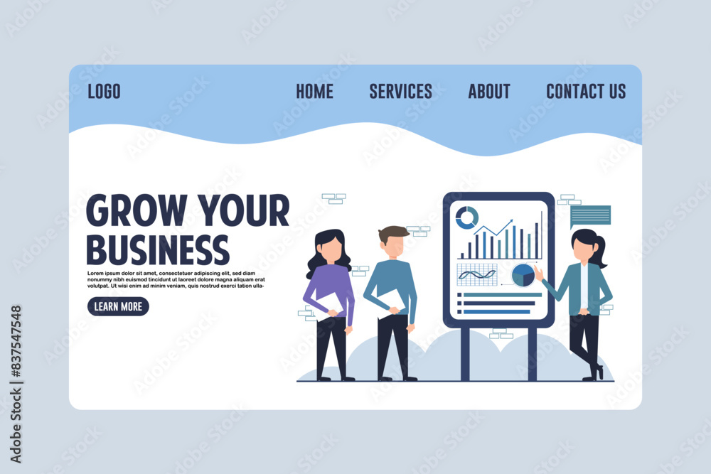 Modern Business Growth Webpage Design Illustration Modern Business Growth Webpage Design Illustration