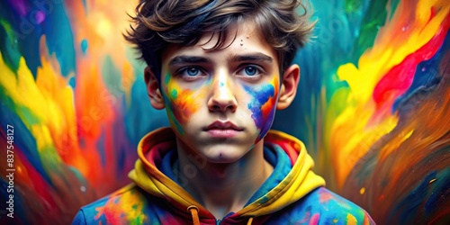 Colorful of a teenage boy representing mental health in youth photo