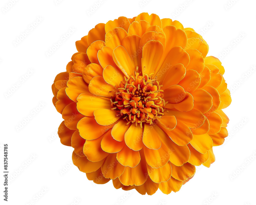 Close-up of a vibrant orange marigold flower with intricate petal details, isolated on a transparent background. Suitable for botanical, floral themes. Close-up of a vibrant orange marigold flower with intricate petal details, isolated on a transparent background. Suitable for botanical, floral themes.