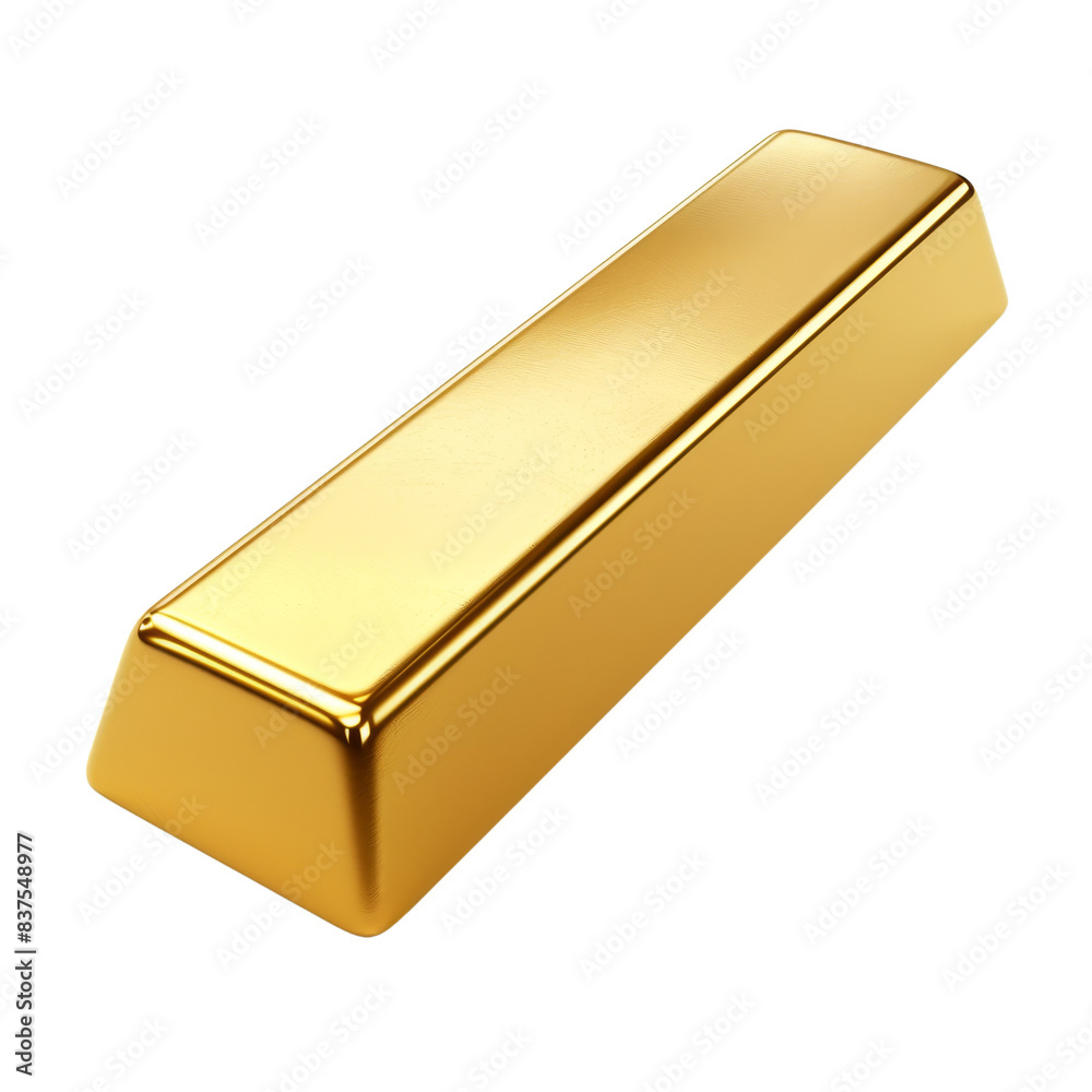 High-resolution image of a single gold bar against a transparent background, symbolizing wealth, investment, and financial security. High-resolution image of a single gold bar against a transparent background, symbolizing wealth, investment, and financial security.