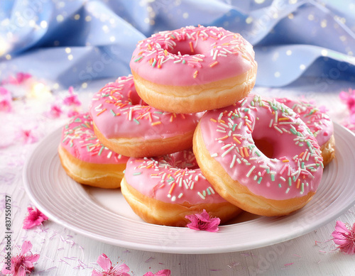pink donuts on a plate