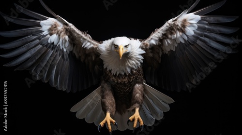 A large eagle is flying in the air with its wings spread wide