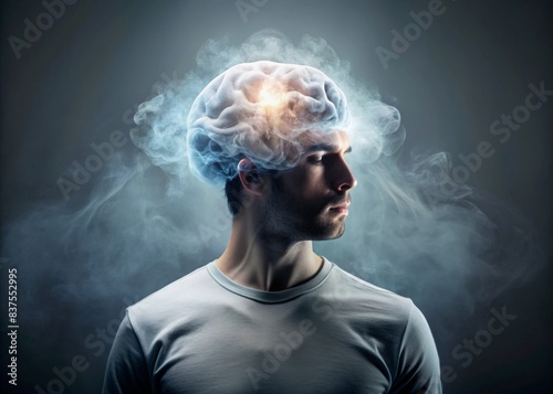of a person with a foggy brain, symbolizing confusion and lack of clarity, Mental health, confusion, brain fog, uncertainty, uncertainty, confusion, thinking, mental wellness