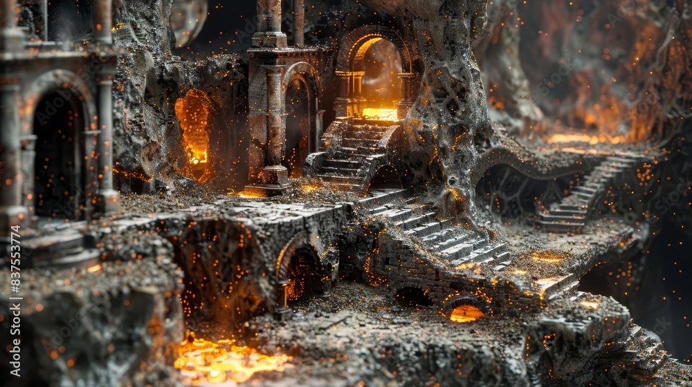 Dwarven forge deep underground, with molten metal and intricate craftsmanship Dwarven forge deep underground, with molten metal and intricate craftsmanship
