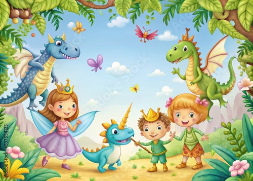 Children s book with magical fairies  brave knights  and friendly dinosaurs coming to life   fairies  knights  dinosaurs  children  book  magical  fantasy  imagination  characters
