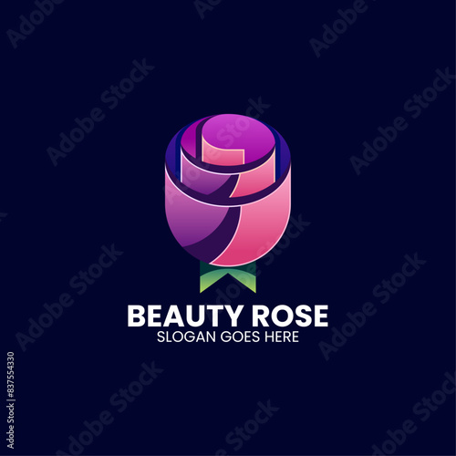 Vector Logo Illustration Rose Gradient Colorful Style
