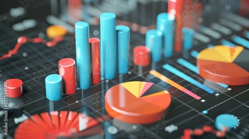 3d image of mid market value propositions visualized by 3d graph AI generated photo