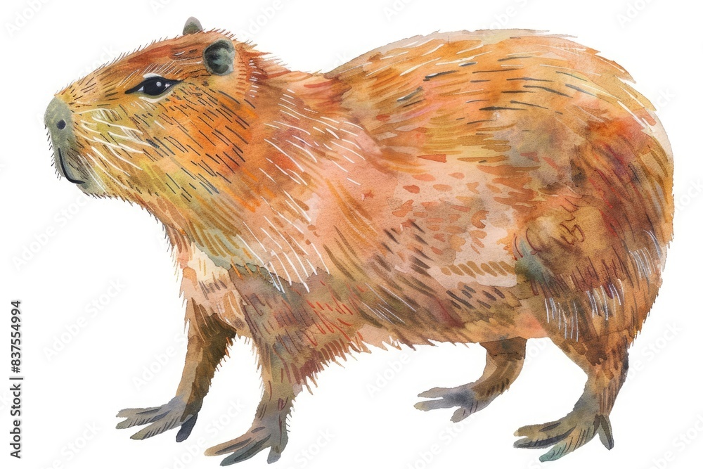 Illustration of cute capybara in watercolor style isolated on background Illustration of cute capybara in watercolor style isolated on background