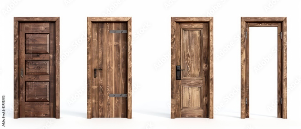 house brown wooden doors, white background house brown wooden doors, white background