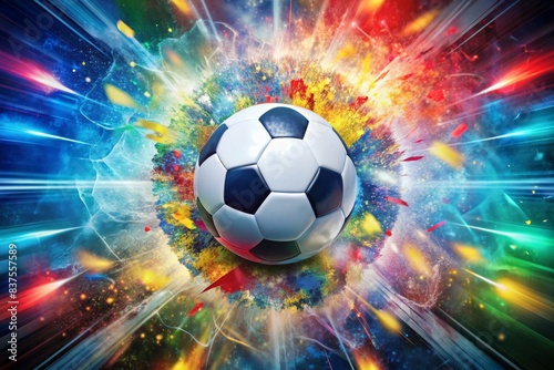 Abstract artistic explosion of soccer fever with a ball as countries meet in a vibrant wallpaper poster for the EM 2024 tournament  EM 2024  football  soccer  fever  abstract  artistic