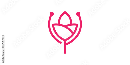 logo design combination of stethoscope and flowers, health, beauty,rose. logo design template, icon, vector, symbol, creative, idea.