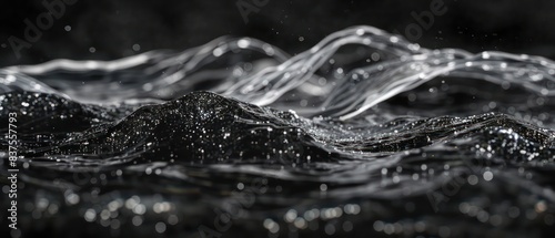 Wallpaper Mural black wavy glittering stream of water on black background Torontodigital.ca