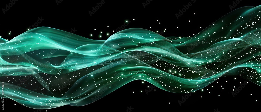 blue wavy glittering stream of water on black background blue wavy glittering stream of water on black background