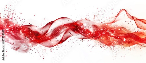 red wavy glittering stream of water on white background