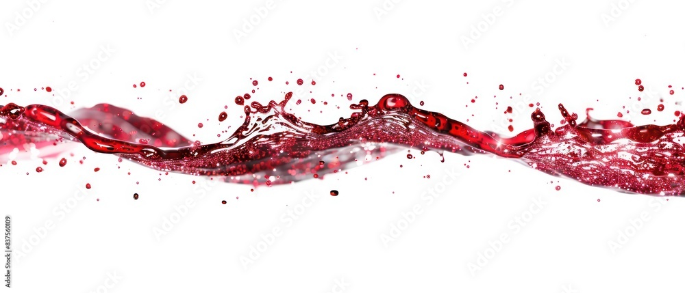 red wavy glittering stream of water on white background red wavy glittering stream of water on white background