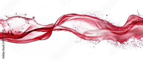 red wavy glittering stream of water on white background