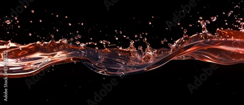 red wavy glittering stream of water on black background