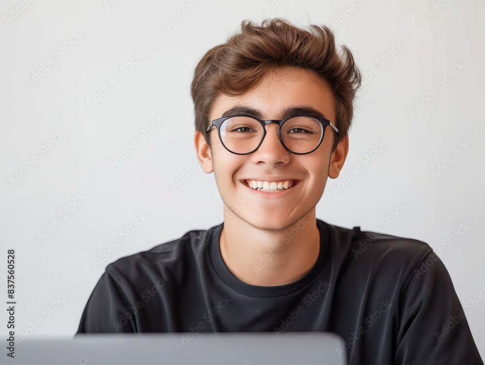 Young man with glasses smiling at the camera. Young man with glasses smiling at the camera.