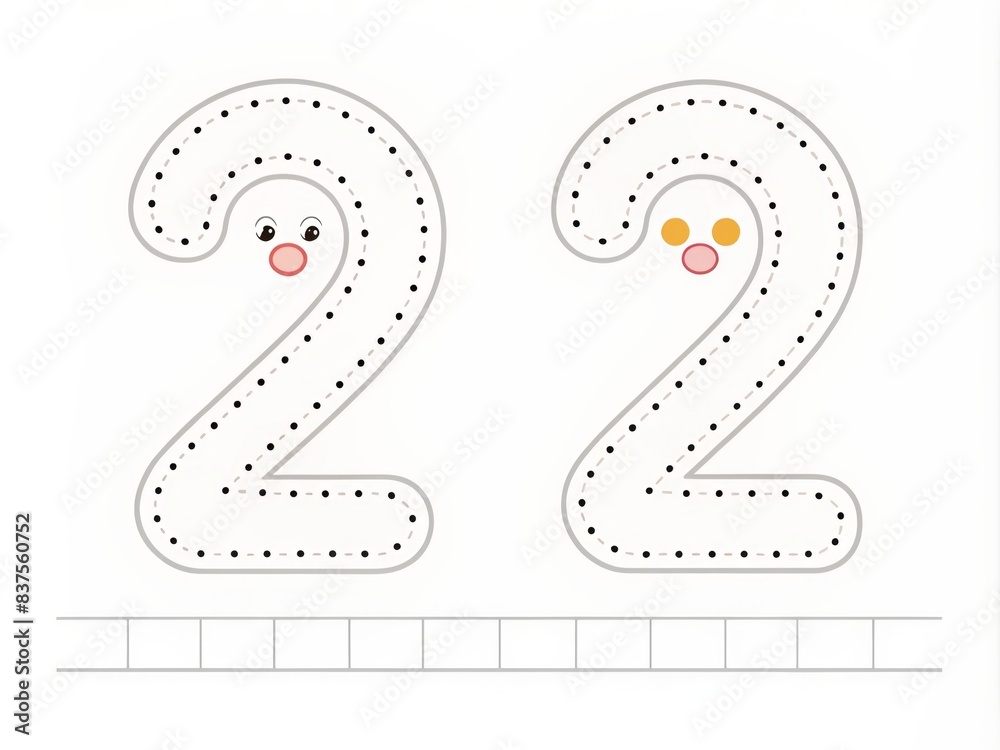 Number two tracing worksheet for kids learning to write and count ...