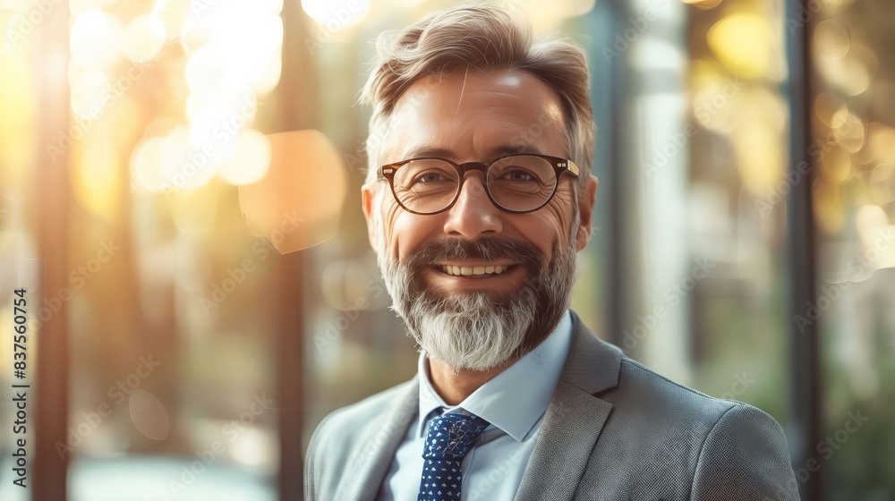 Fototapeta premium A smiling businessman with glasses and beard.