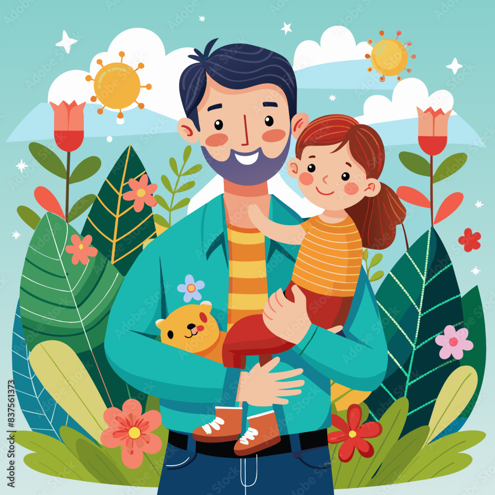 Naklejka premium happy father's day illustration