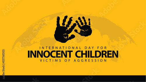International day for innocent children victims of aggression. Vector illustration of children's palms. Suitable for banners, web, social media, greeting cards etc