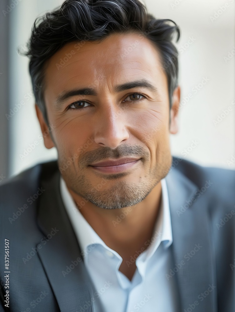 A man in a suit and white shirt. A man in a suit and white shirt.