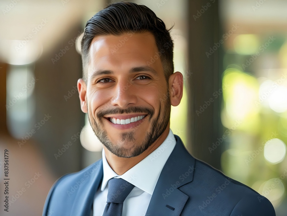 A man in a suit and tie smiling. A man in a suit and tie smiling.