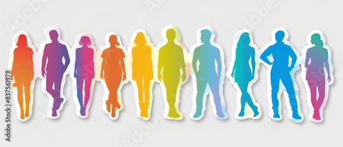 gradient, color, silhouette, individual, people, white background, profile, shadow, figures, minimalist, human, shape, abstract, vibrant, outline, isolated, art, design, group, contrast, artistic, col