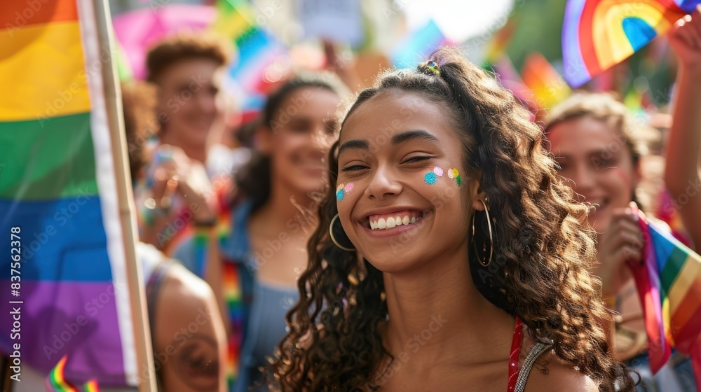 Cheering Crowds Marching Youth Pride Parade Unity Cheering Crowds Marching Youth Pride Parade Unity