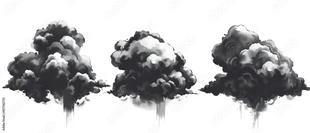 black cloud illustrations on a white background black cloud illustrations on a white background