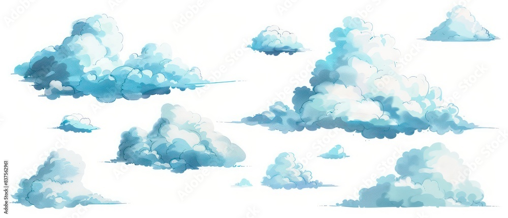 blue clouds illustrations on a white background blue clouds illustrations on a white background
