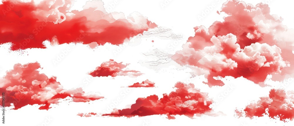 red cloud illustrations on a white background red cloud illustrations on a white background