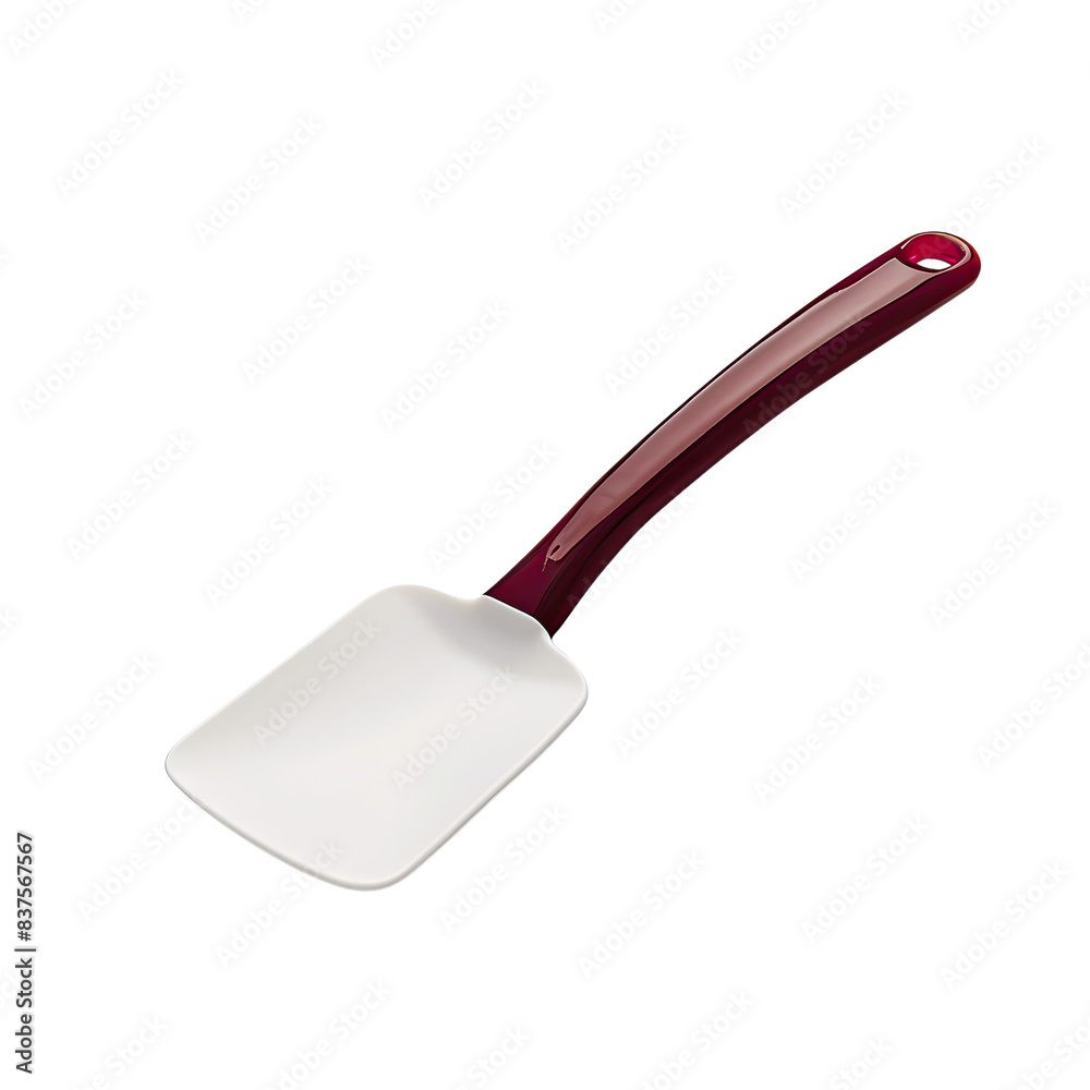 A red-handled kitchen spatula with a white head, perfect for cooking and baking needs. Isolated on a white background., transparent background A red-handled kitchen spatula with a white head, perfect for cooking and baking needs. Isolated on a white background., transparent background