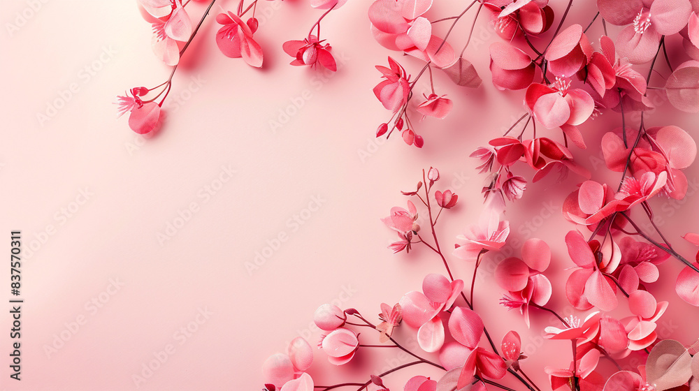 Fototapeta premium Beautiful pink flowers on pink background.