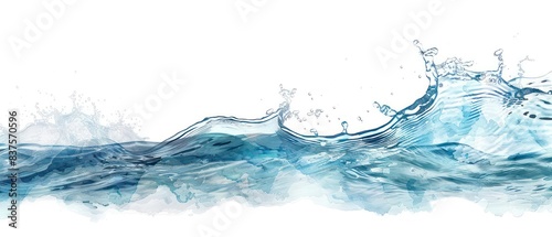 water wave with fresh water, white background