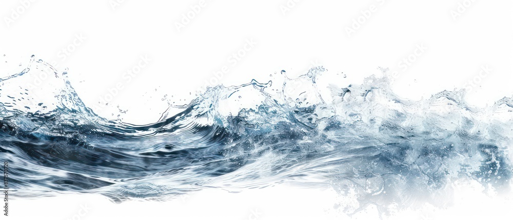 water wave with fresh water, white background