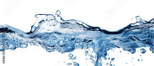 water wave with fresh water, white background